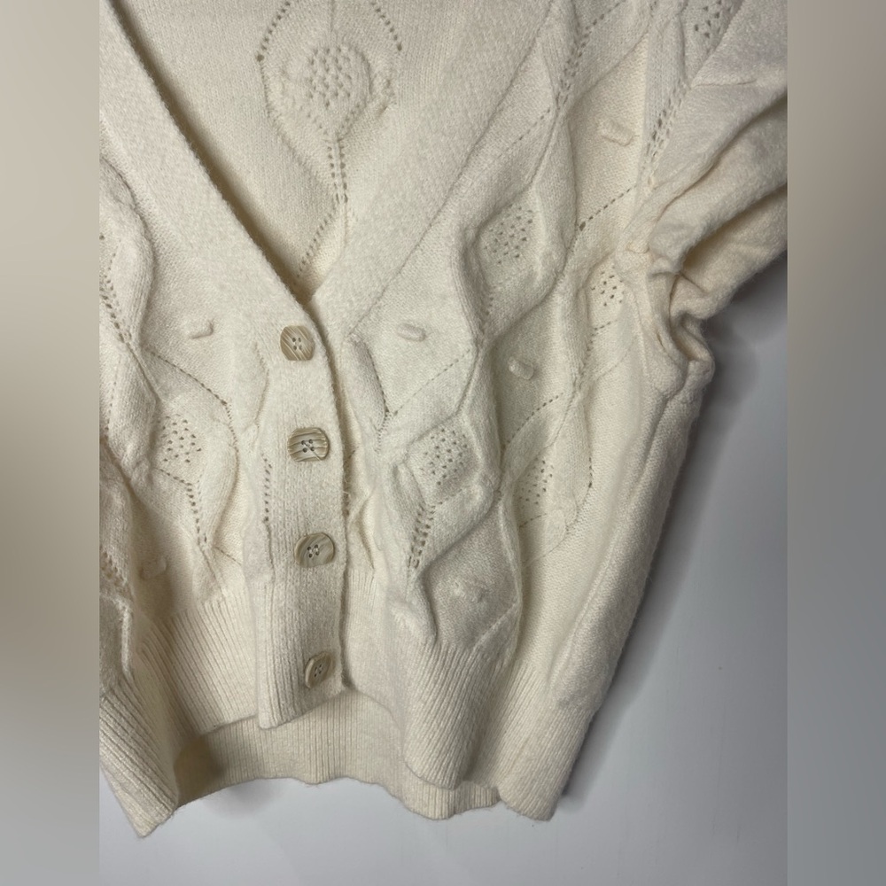 See and Be Seen Cream Button Down Cardigan Sweater - Picture 4 of 7